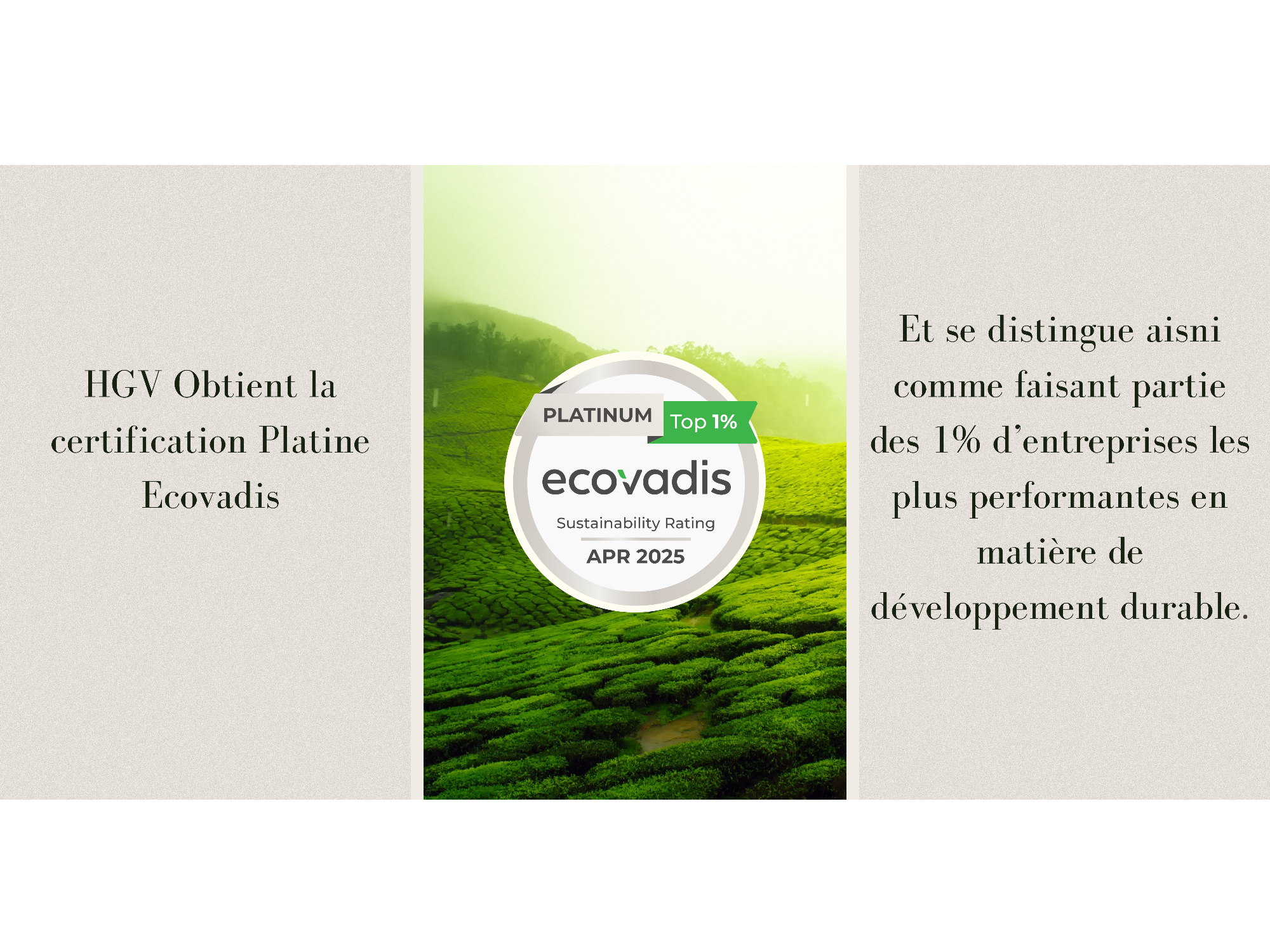 UNE DÉMARCHE RSE RÉCOMPENSÉE PAR LA MEDAILLE PLATINE